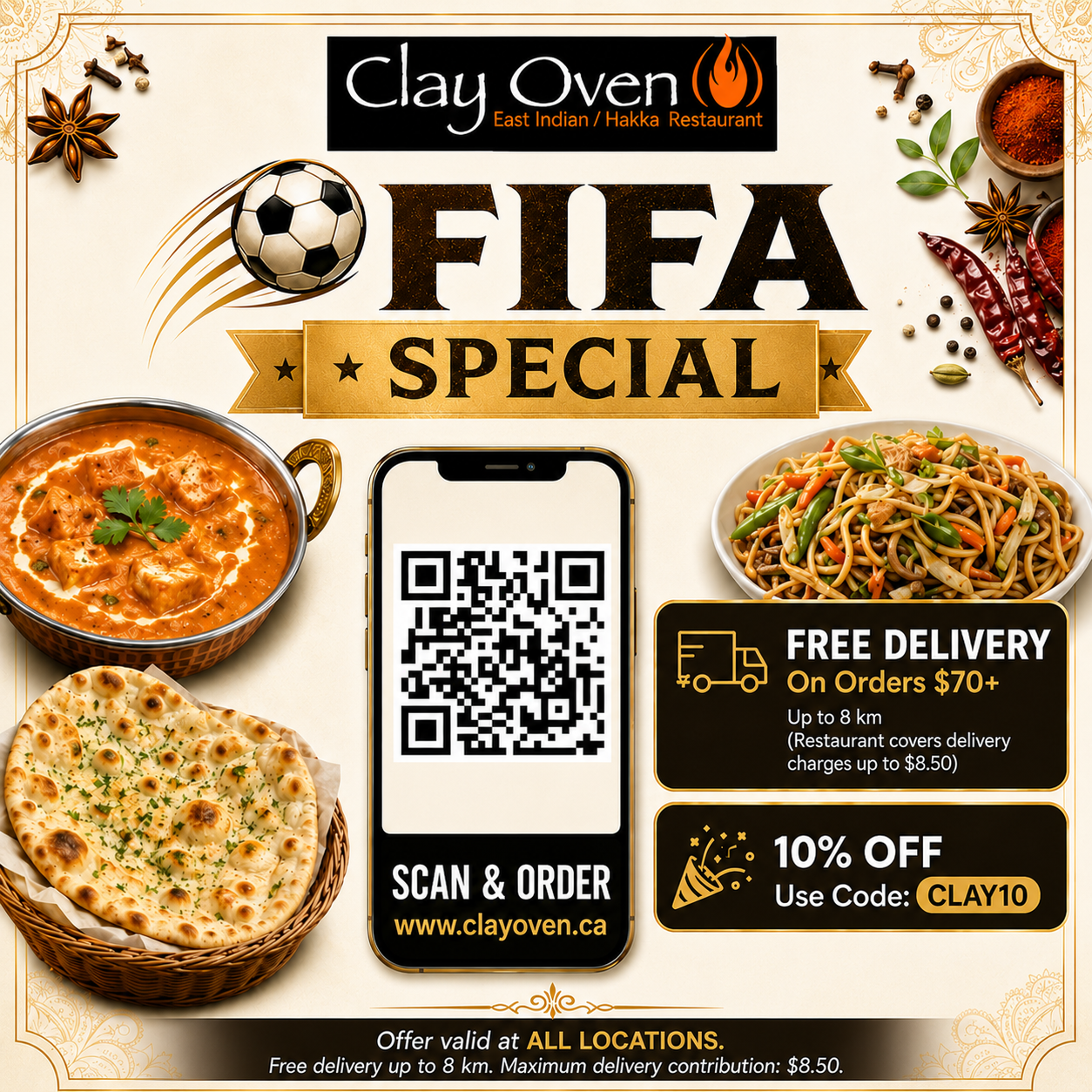 Clay Oven Winnipeg special offer – authentic East Indian dining at Kenaston Winnipeg & Downtown